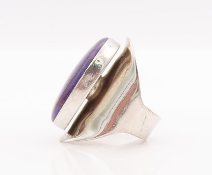 925 Sterling Silver Vintage Ring Oval Cabochon Purple Turquoise  Sz 6  RG28355