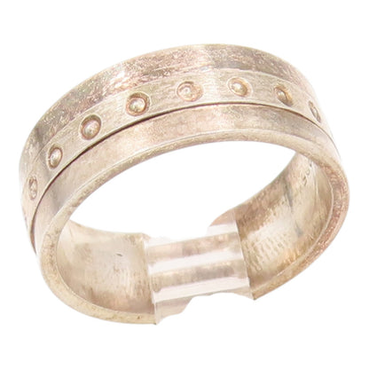 925 Sterling Silver Vintage Ring Minimalist Dotted Pattern Band  Sz 6  RG35792