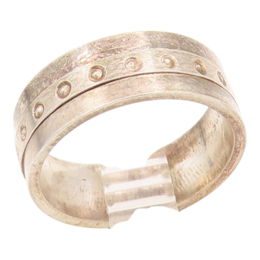 925 Sterling Silver Vintage Ring Minimalist Dotted Pattern Band  Sz 6  RG35792