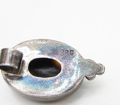 925 Sterling Silver  Vintage Bezel Set Quartz Oval Slider Pendant  PT2333