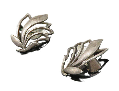 JUST A. 925 Silver  Vintage Antique Floral Motif Non Pierce Earrings  EG9150