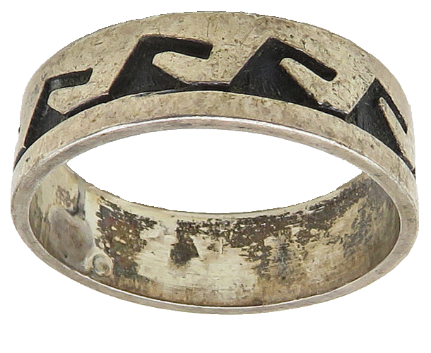 SOUTHWESTERN 925 Silver Vintage Ocean Waves Oxidized Band Ring Sz 8.5 RG21473