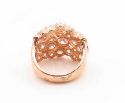925 Sterling Silver Vintage Ring Gold Plated Bezel Set CZ Cluster  Sz 7  RG34728
