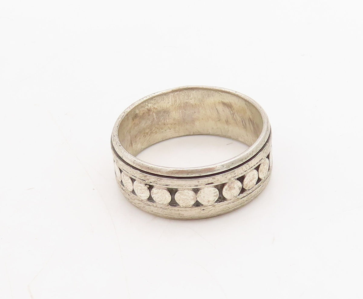 925 Sterling Silver Vintage Ring Solid Round Design Carved  Sz 12  RG31697