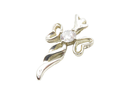 925 Sterling Silver  Shiny Cubic Zirconia Love Heart Angel Pendant  PT10435