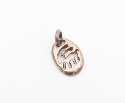 925 Sterling Silver   Vintage Open Deer Motif Cutout Drop Pendant  PT20535