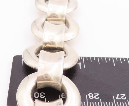 925 Sterling Silver Vintage Bracelet Modernist Heavy Cutout Rings Linked BT10602