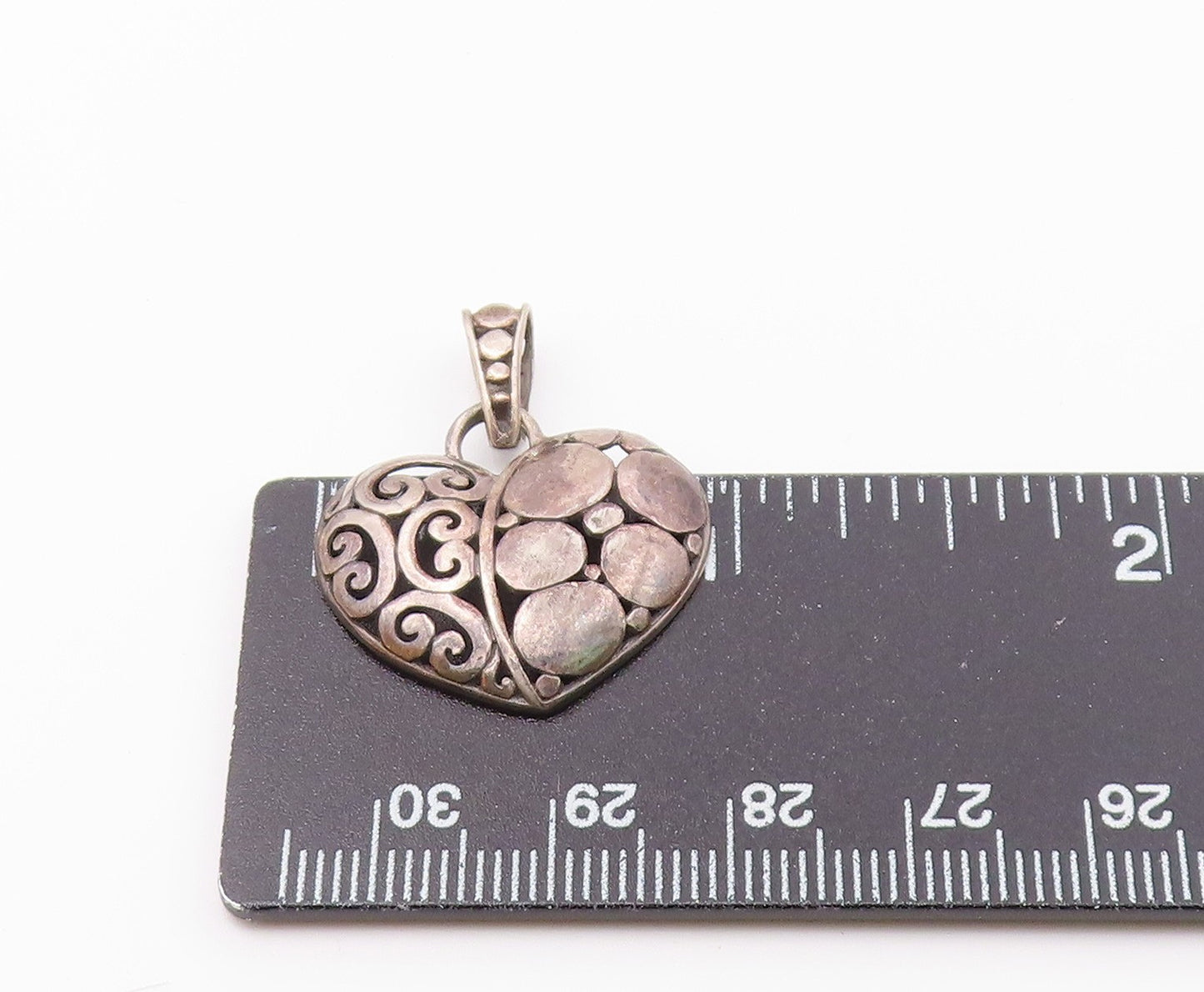925 Sterling Silver  Vintage Dark Tone Pretzel Love Heart Pendant  PT16121