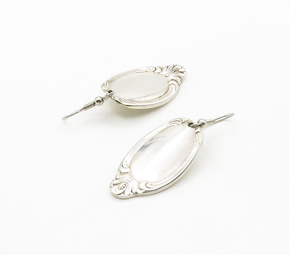 925 Sterling Silver  Vintage Shiny Swirl Detail Dangle Earrings  EG8191