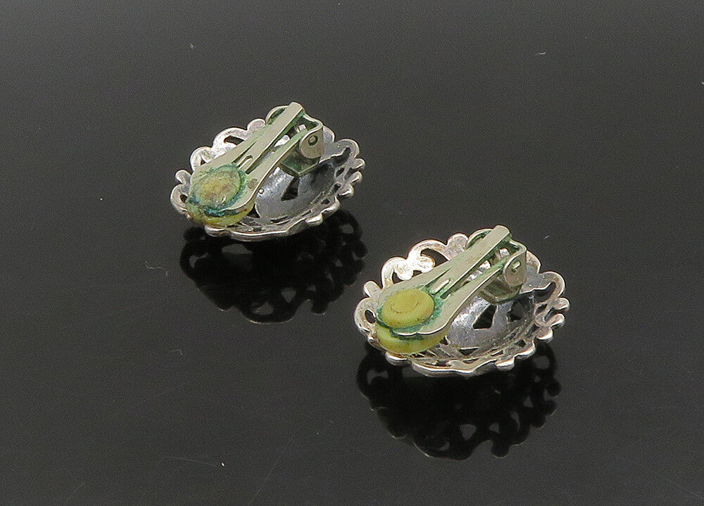 CAROLYN POLLACK 925 Silver  Vintage Swirl Dome Non Pierce Earrings  EG11232