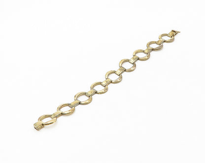 925 Sterling Silver  Vintage Gold Plated Hinge Link Chain Bracelet  BT6901