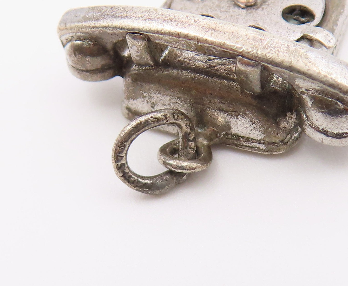 925 Sterling Silver  Vintage Petite Old Fashioned Telephone Pendant  PT16414