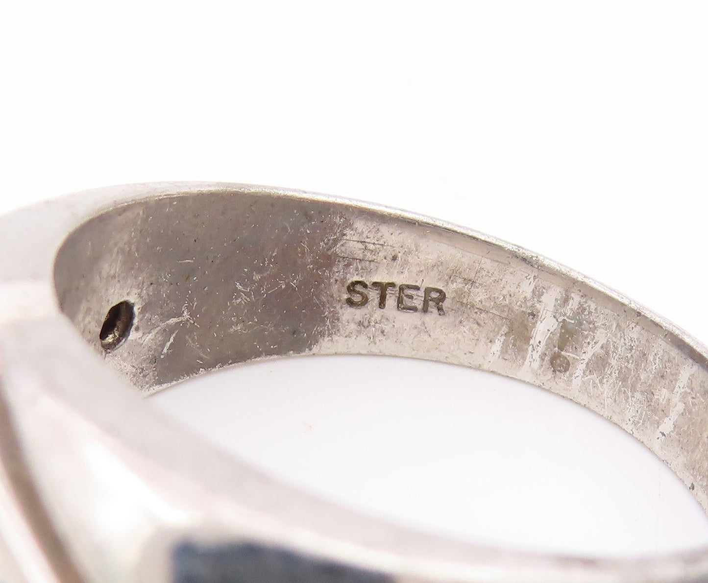 925 Sterling Silver Vintage Ring Modernist Double Row CZ Band  Sz 10  RG34540