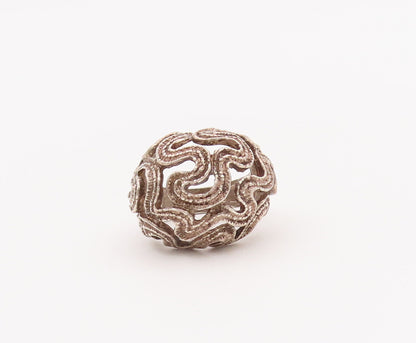 925 Sterling Silver Vintage Ring Brutalist Cutout Swirly Domed  Sz 6 RG28088