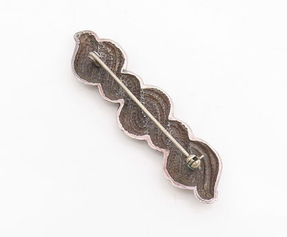 925 Sterling Silver Vintage Brooch Dark Tone Thick Twisted Rope Etched  BP11475