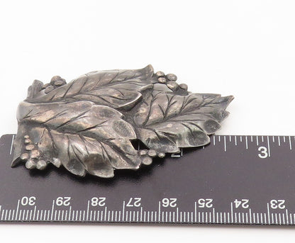 925 Sterling Silver Vintage Brooch DANECRAFT Etched Grape Leaves Pin  BP12126