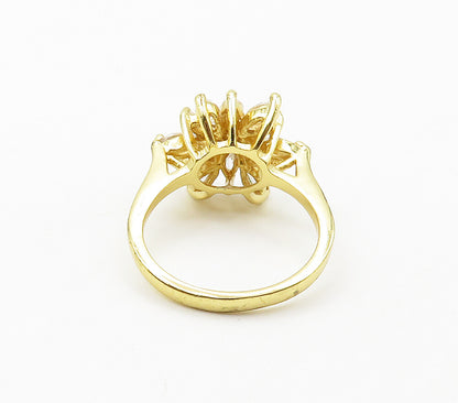 925 Sterling Silver  Cubic Zirconia Floral Gold Plated Band Ring Sz 7 RG15930