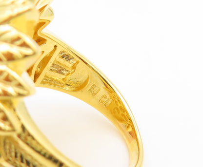 925 Sterling Silver Vintage Ring Gold Plated Native Chief  Sz 8.5  RG35291