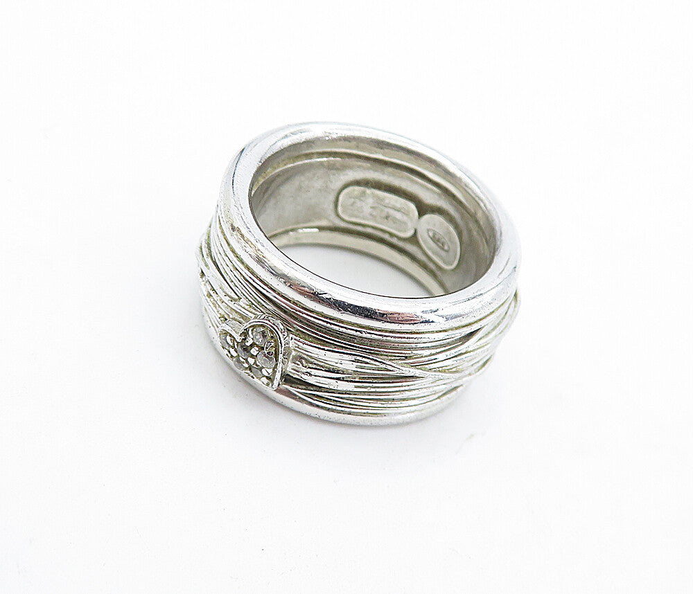DESIGNER 925 Silver  Vintage Topaz Interlaced Wire Band Ring Sz 6  RG4690