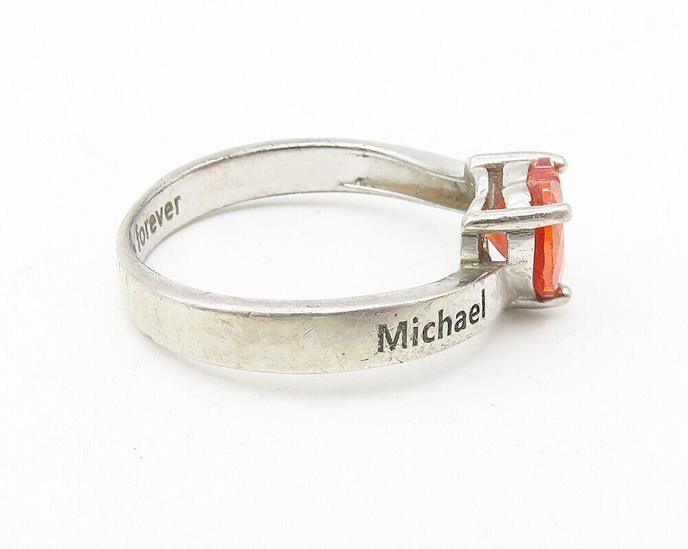925 Sterling Silver  Pink Topaz Michael Candice Solitaire Ring Sz 7  RG11171