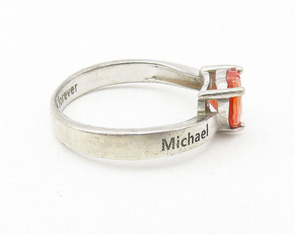 925 Sterling Silver  Pink Topaz Michael Candice Solitaire Ring Sz 7  RG11171