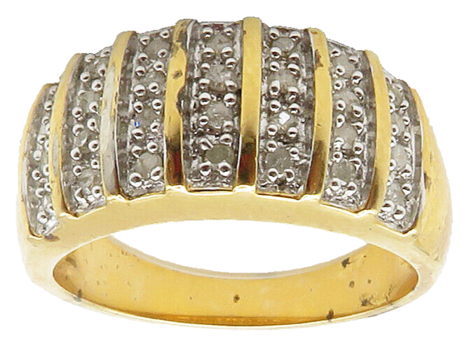 ROSS SIMON 925 Silver  Genuine Diamonds Gold Plated Band Ring Sz 8  RG15459