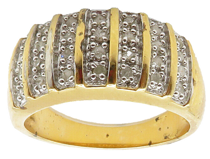 ROSS SIMON 925 Silver  Genuine Diamonds Gold Plated Band Ring Sz 8  RG15459