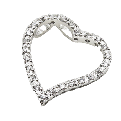 925 Sterling Silver  Sparkling Cubic Zirconia Open Love Heart Pendant  PT14740
