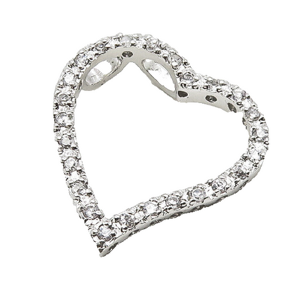 925 Sterling Silver  Sparkling Cubic Zirconia Open Love Heart Pendant  PT14740