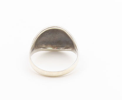 925 Sterling Silver Vintage Ring Sacred Lotus Motif Signet Band  Sz 14  RG36842