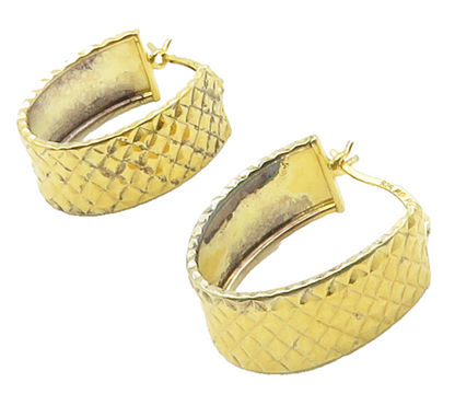 925 Sterling Silver  Vintage Shiny Gold Plated U Shape Hoop Earrings  EG8339