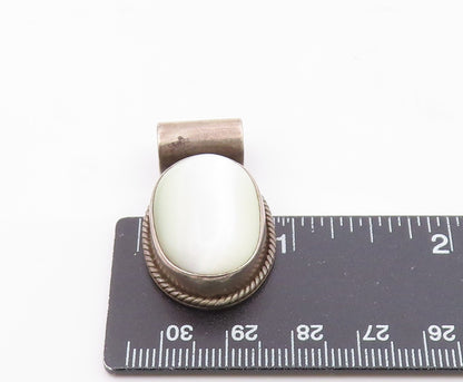 MEXICO 925 Sterling Silver  Vintage Mother Of Pearl Twist Pendant  PT12227