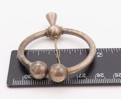 925 Sterling Silver Vintage Key Chain Antique Dark Tone Roman Penannular  TR3935