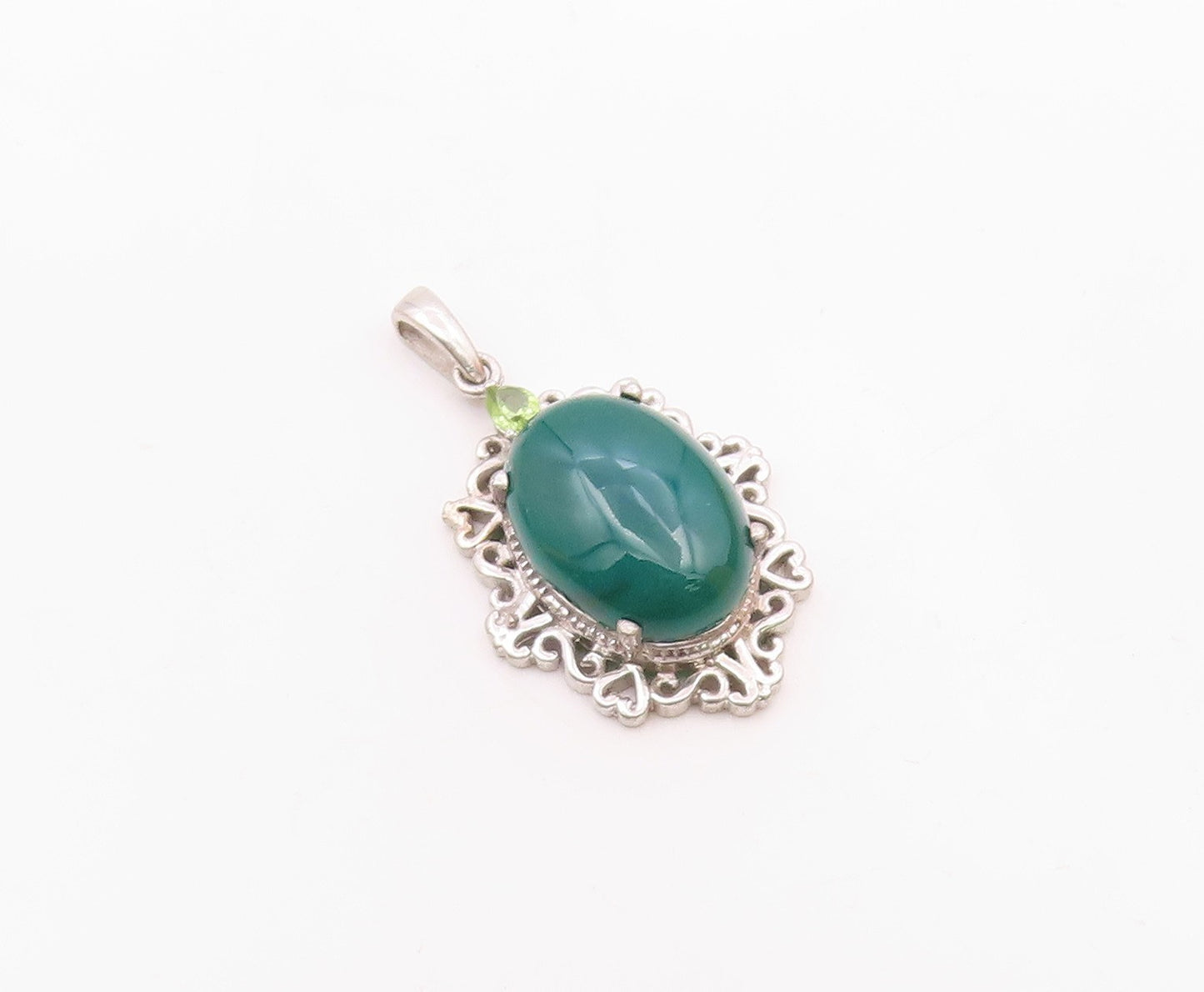 KARIS 925 Sterling Silver  Carnelian & Peridot Accent Drop Pendant  PT6519