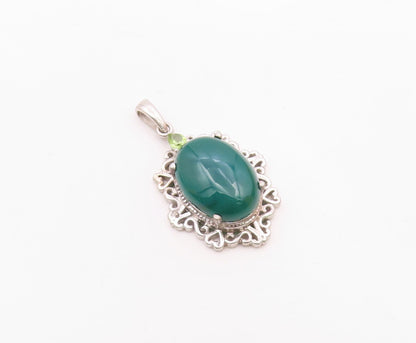 KARIS 925 Sterling Silver  Carnelian & Peridot Accent Drop Pendant  PT6519