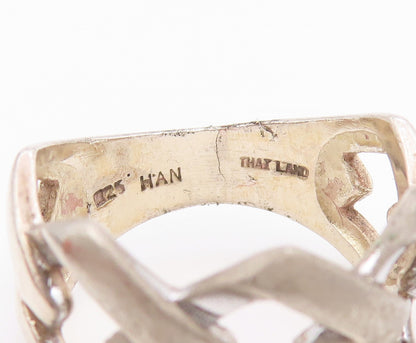 925 Sterling Silver Vintage Ring Antique Curb Link Design Cutout  Sz 8  RG33258