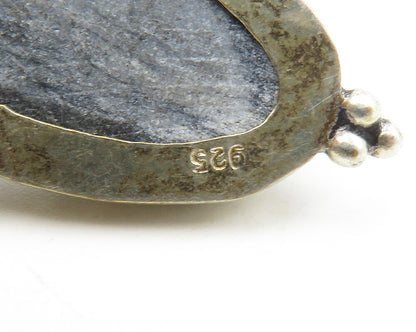 925 Sterling Silver  Vintage Grey Jasper Bubble Detail Dangle Earrings  EG7002