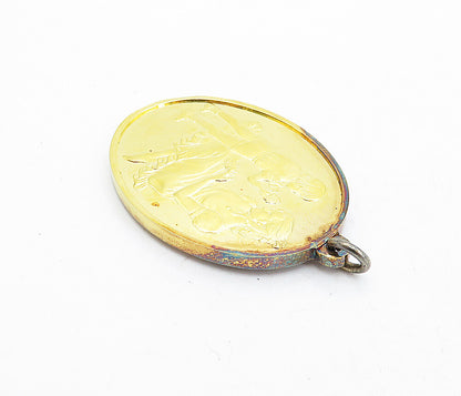 925 Sterling Silver  Vintage Shiny Gold Plated Mother's Day Pendant  PT3483