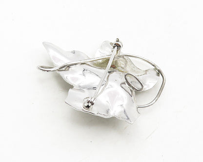 CARL ART 925 Sterling Silver  Shiny Single Autumn Leaf Brooch Pin  BP3776