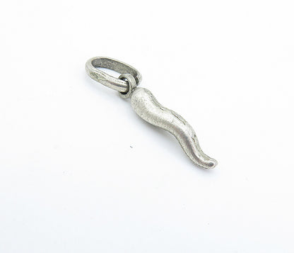 925 Sterling Silver  Vintage Petite Dark Tone Chili Pepper Drop Pendant PT4710