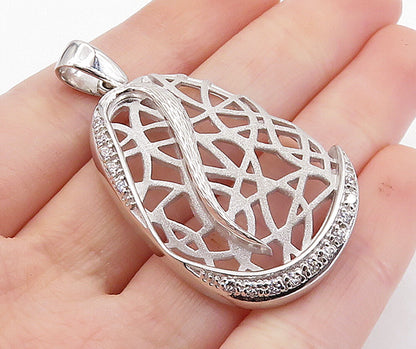 925 Sterling Silver  Cubic Zirconia Interlaced Pattern Shiny Pendant  PT5224