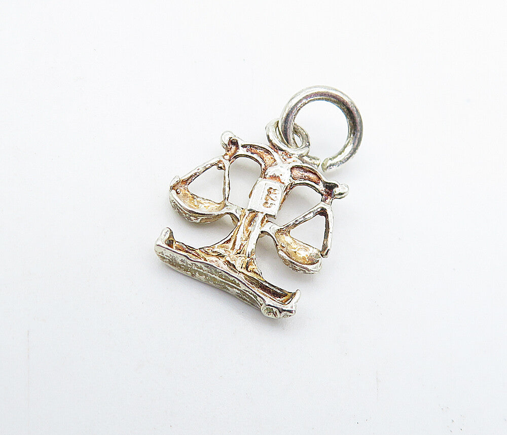 925 Sterling Silver  Vintage Petite Shiny Balancing Scales Pendant  PT4918