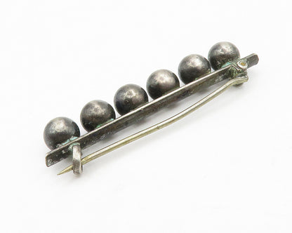 925 Sterling Silver  Vintage Oxidized Ball Bead Smooth Brooch Pin  BP5142