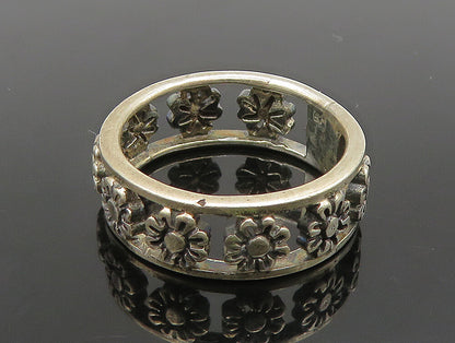925 Silver  Vintage Etched Floral Cutout Eternity Band Ring Sz 7  RG24480