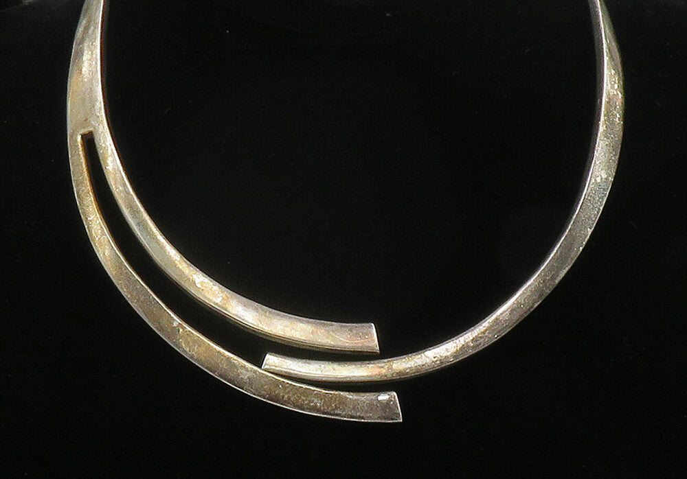 LOS BALLESTEROS 925 Sterling Silver  Vintage Modernist Collar Necklace  NE2577