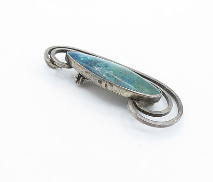 925 Sterling Silver  Vintage Eilat Stone Dark Tone Swirl Brooch Pin  BP2268