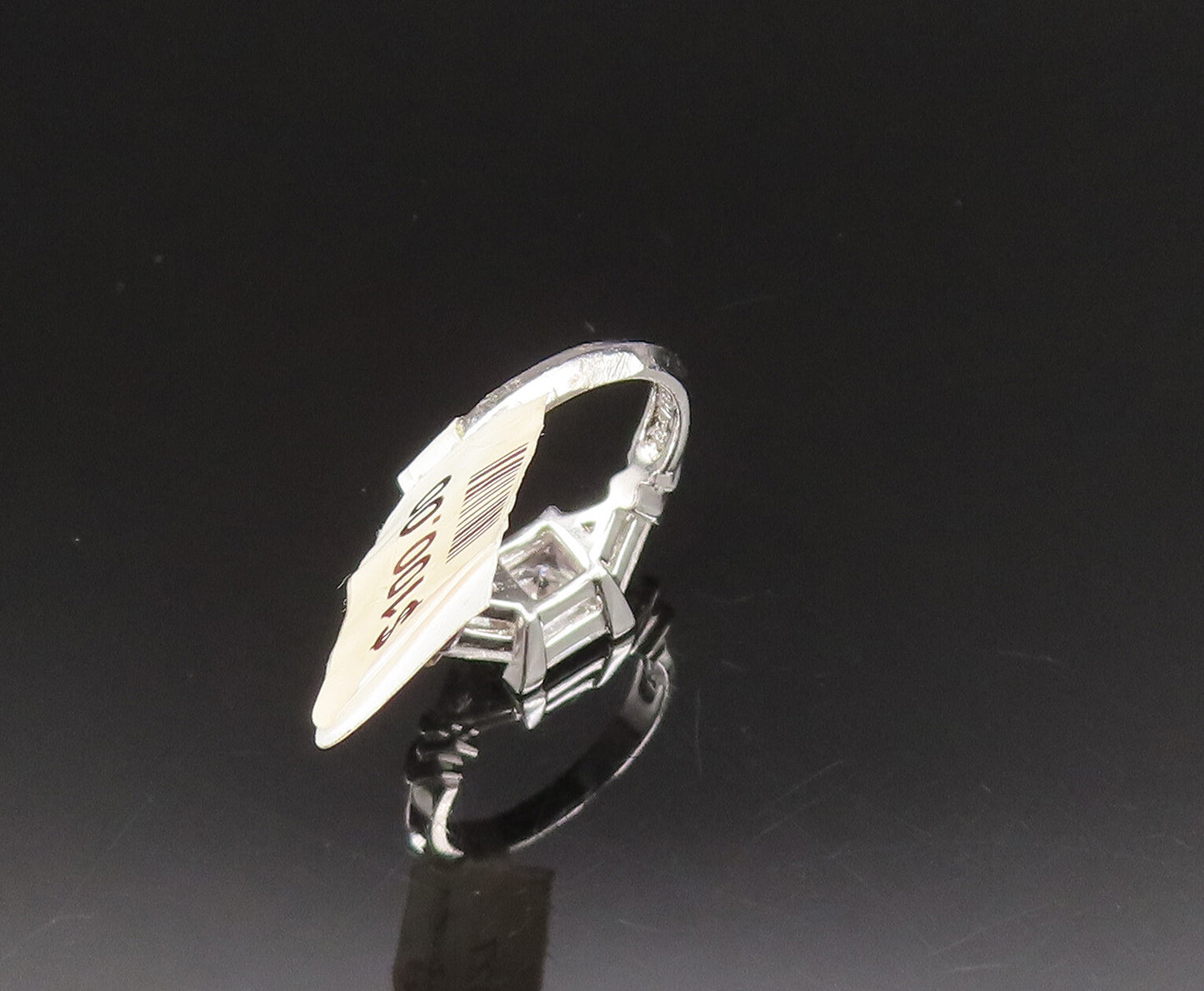 925 Sterling Silver  Vintage Princess Cut Cubic Zirconia Ring Sz 6.5  RG25486