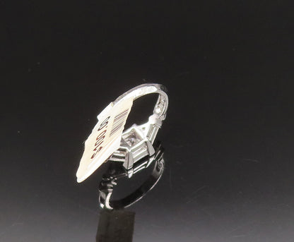 925 Sterling Silver  Vintage Princess Cut Cubic Zirconia Ring Sz 6.5  RG25486