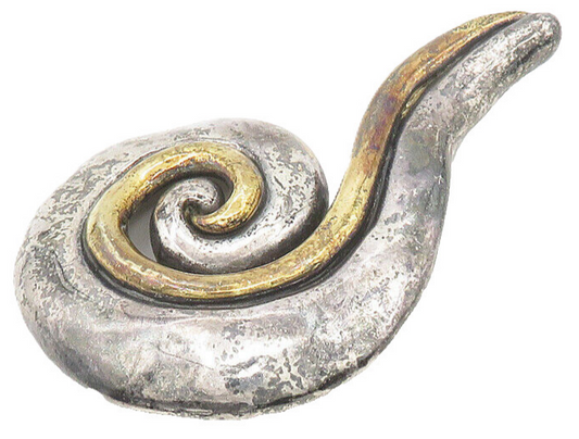 BAT AMI ISRAEL 925 Sterling Silver  Vintage Two Tone Spiral Brooch Pin  BP7023