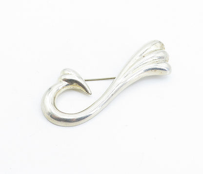 925 Sterling Silver  Vintage Hollow Smooth Fluted Swirl Brooch Pin  BP2185